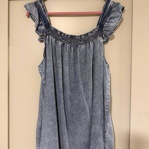 Ruffled Denim Sleeveless Top